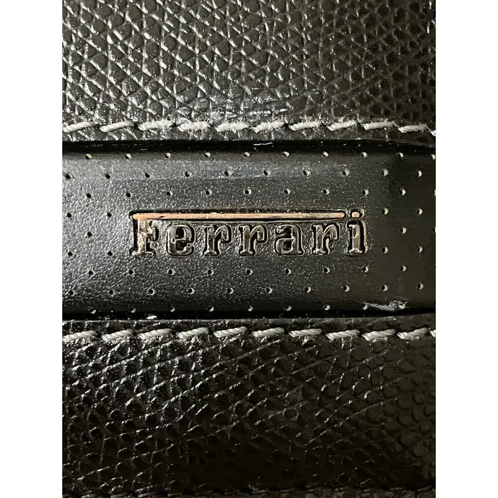 FERRARI SMALL BLACK LEATHER MENS CARD WALLET